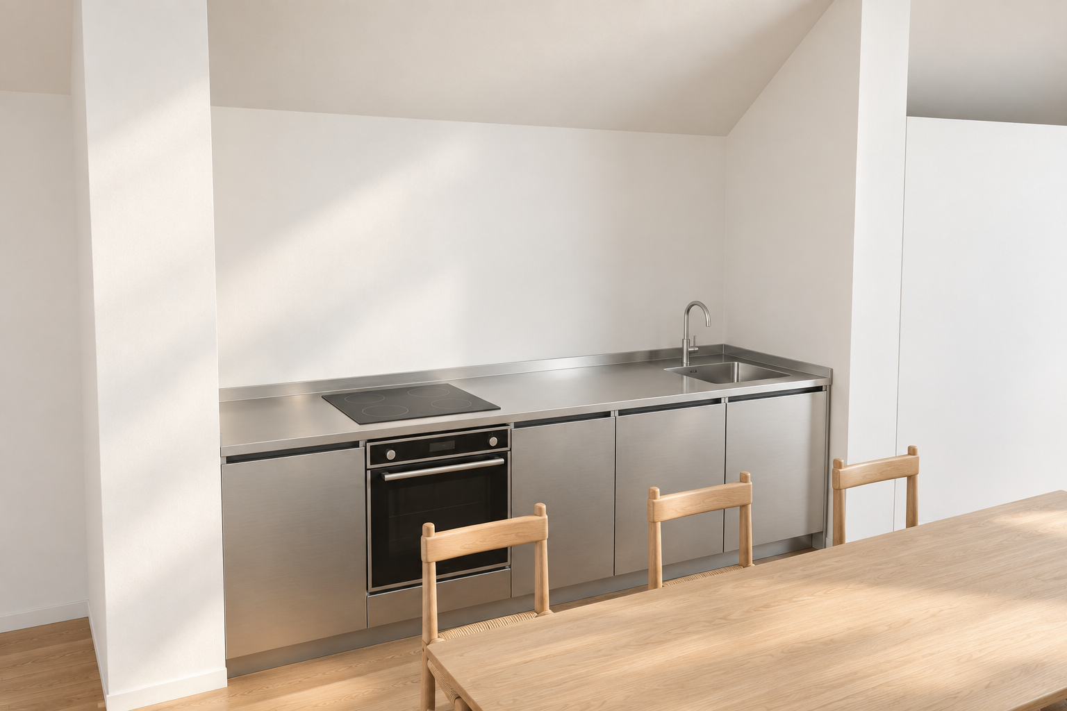 The stainless-steel unit in its original loft context.